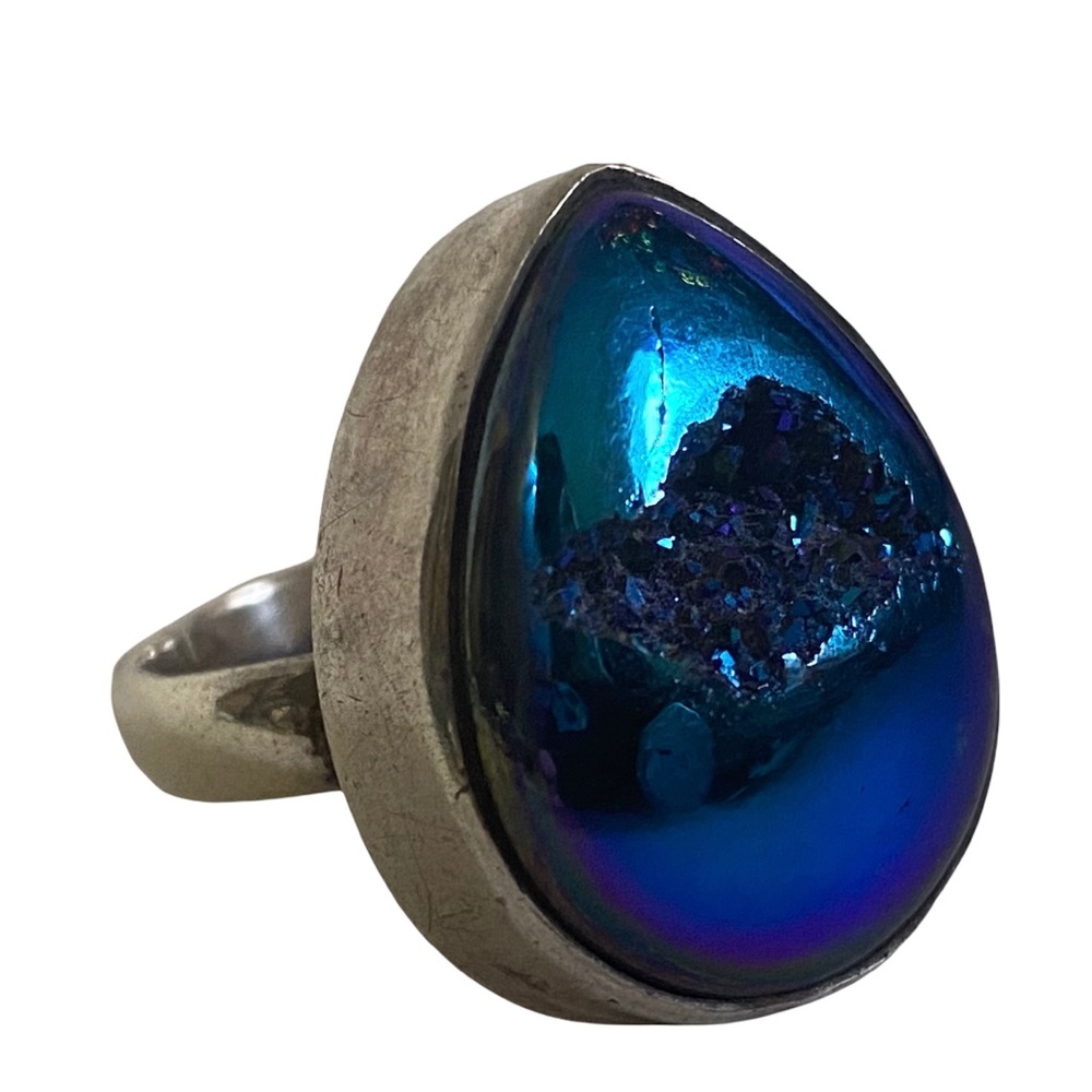 Estate 1990’s Blue Stone in a 925 Sterling Silver Setting, Size 9
